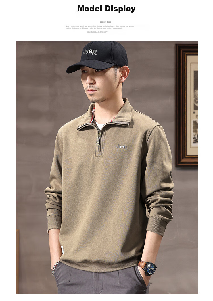 JEEP Spring And Autumn 2026 New Men's Sweatshirt with Lapel Collar, Versatile Casual Jacket, Loose-Fitting Sports Polo Collar Top for Men's Wear 10