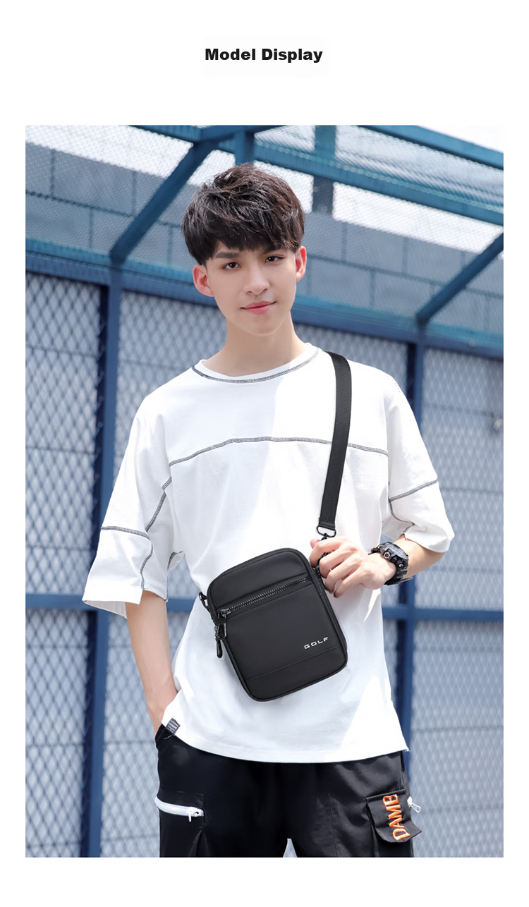 GOLF Shoulder Bag for Men, Casual Large Capacity Crossbody Bag, Multi-Compartment Phone Bag, Water-Resistant Trendy Portable Sports Hanging Bag, Versatile Fashionable Small Backpack 5I796325J Misty Black 18