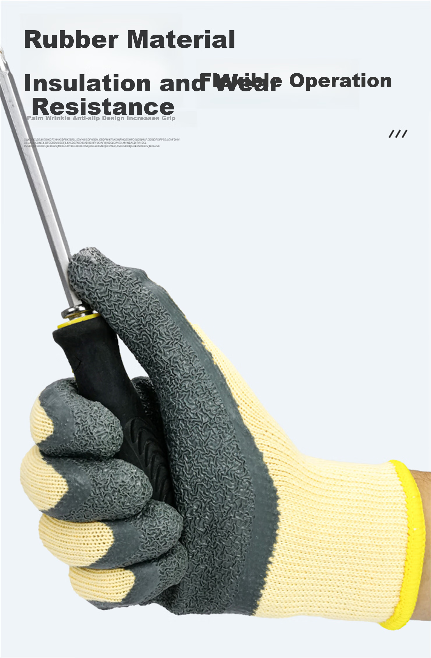 Hengju Insulation Gloves, 400V Electrical Work Gloves, Low-Voltage Anti-Electric Shock Specialized, Electric Shock-Resistant, Wear-Resistant, Non-Slip Coated Gloves 8