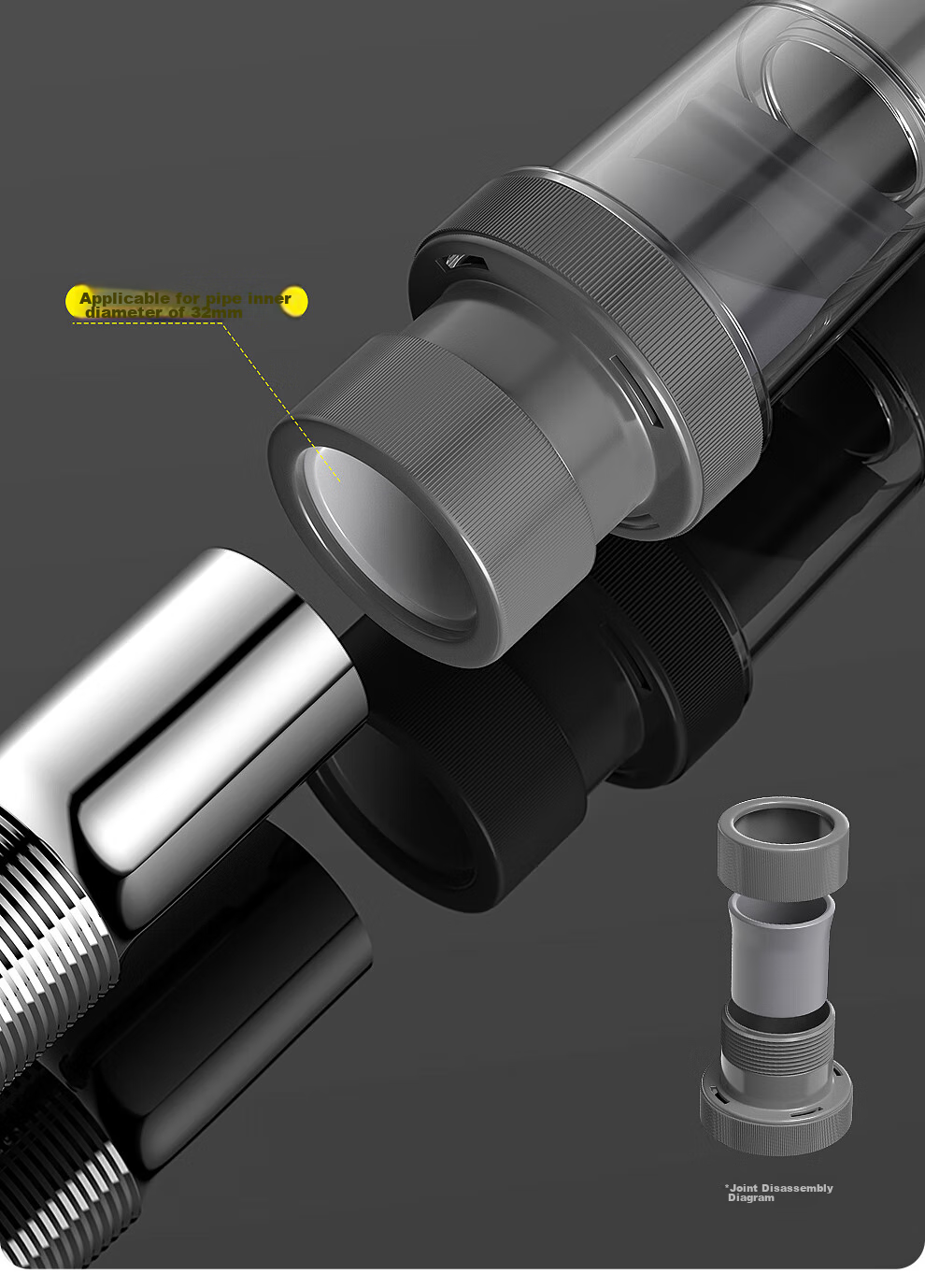 Haili Sink Drain Pipe, Anti-Odor Basin Drain, Flexible Hose Wall Drainage Pipe, ABS Material, 73318Q 22