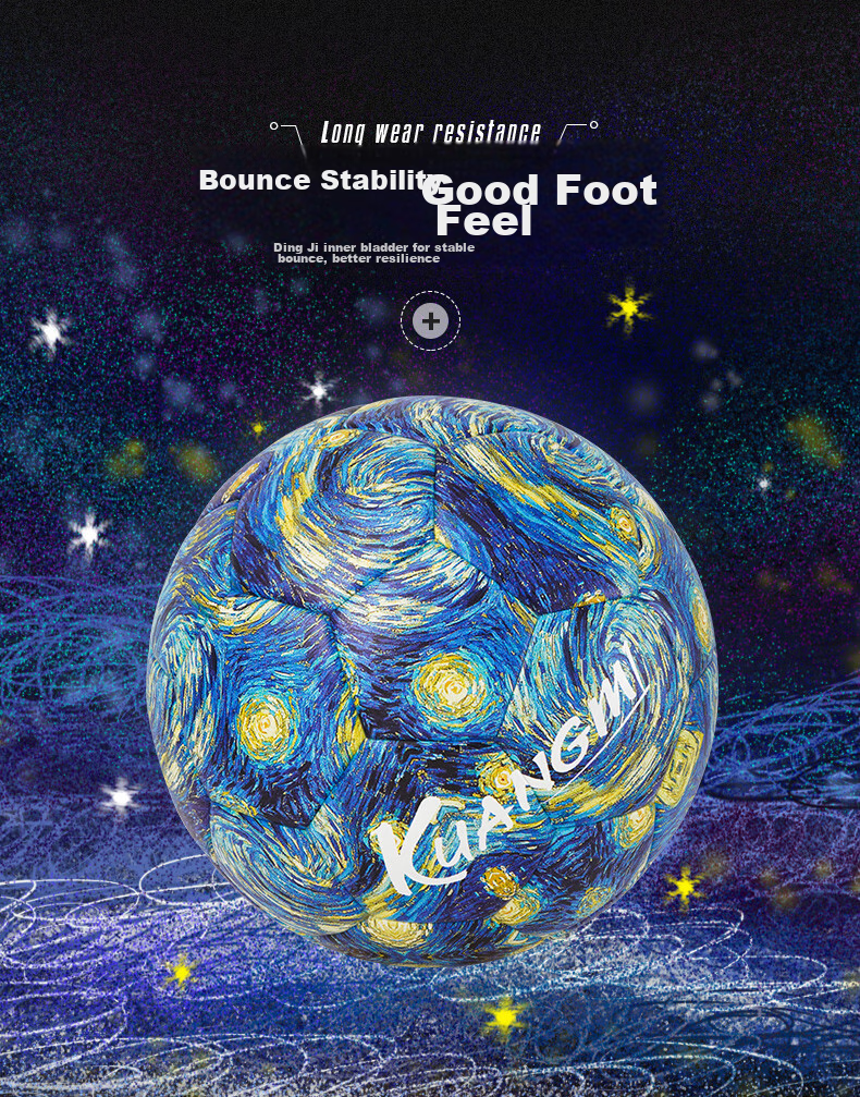 Kuangmi Van Gogh Starry Sky Soccer Ball Size 5, Standard Birthday Gift for Middle School Students, Professional Adult Competition Ball Size 5 5