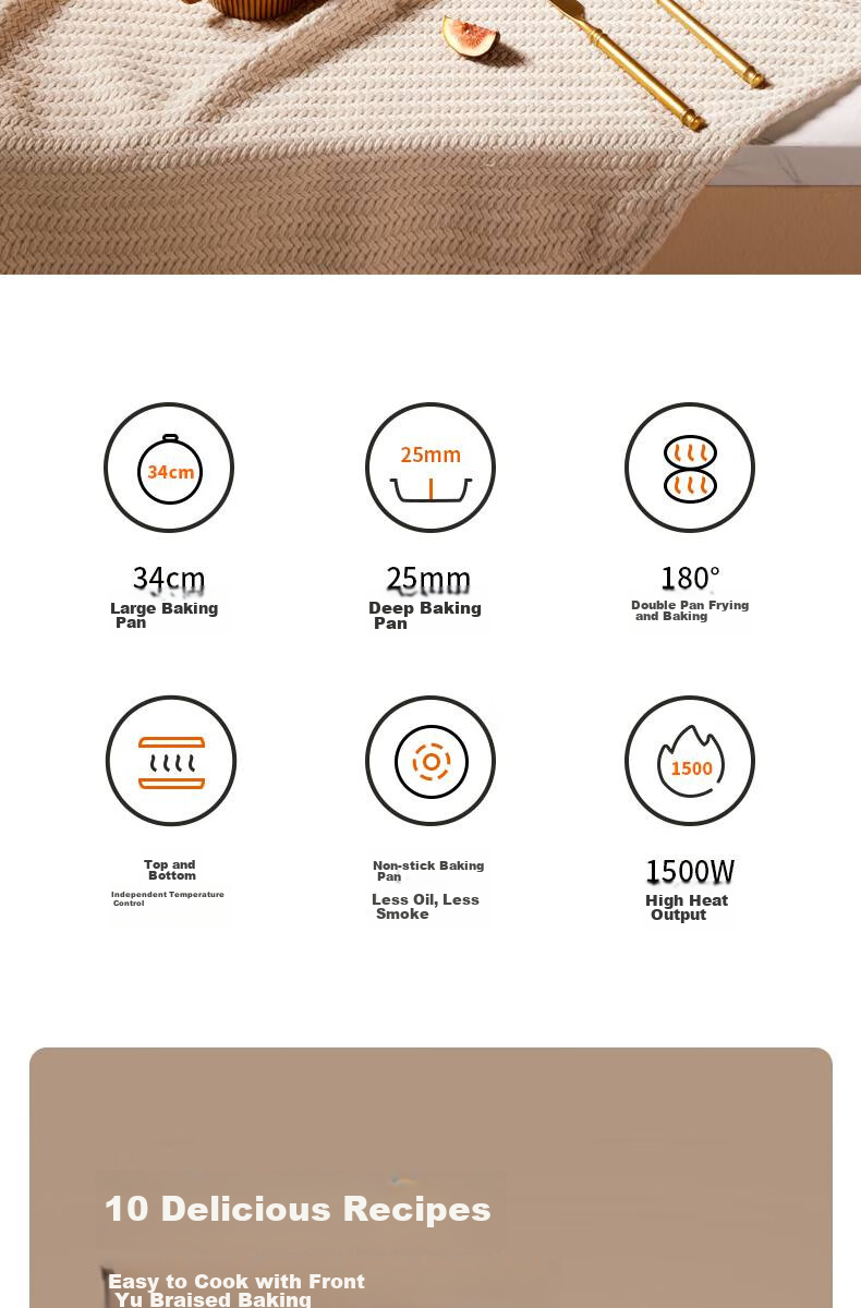 Joyoung ZMD Safe Series Electric Griddle 25mm Deep Grill 1500W High Power 30cm Large Baking Pan Double-Sided Heating Multifunctional Grill JK30-GK658 2