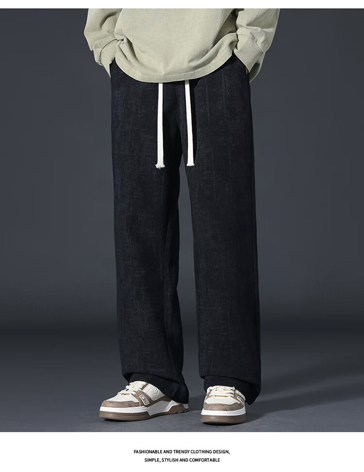 I'M DAVID Men's Casual Pants Spring and Autumn Loose Fit Straight Leg Sports Trousers 8