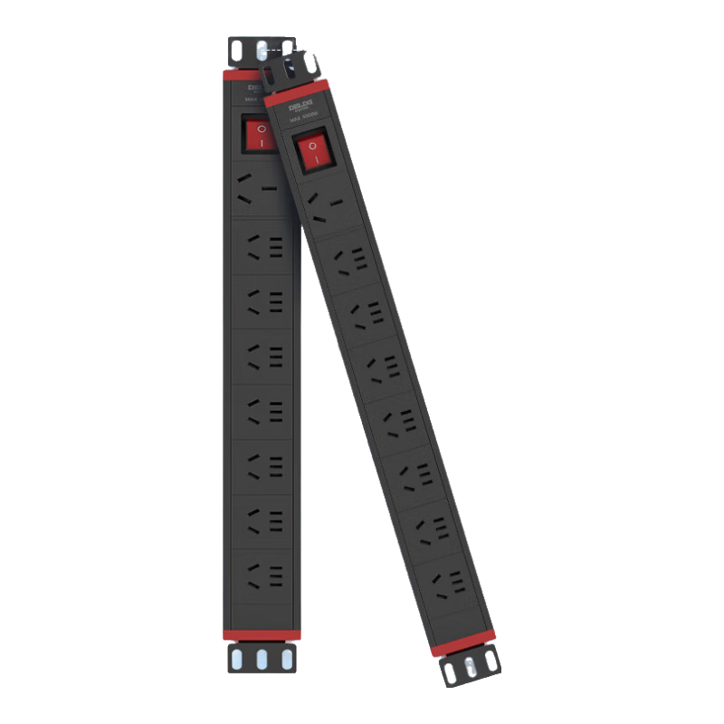 DELIXI Aluminum Alloy PDU Cabinet Desktop Gaming Power Strip/power Bar/power Outlet/extension Cord, 7 Outlets with Five Holes 10A + Three Outlets 16A Master Switch, 1.8 Meters