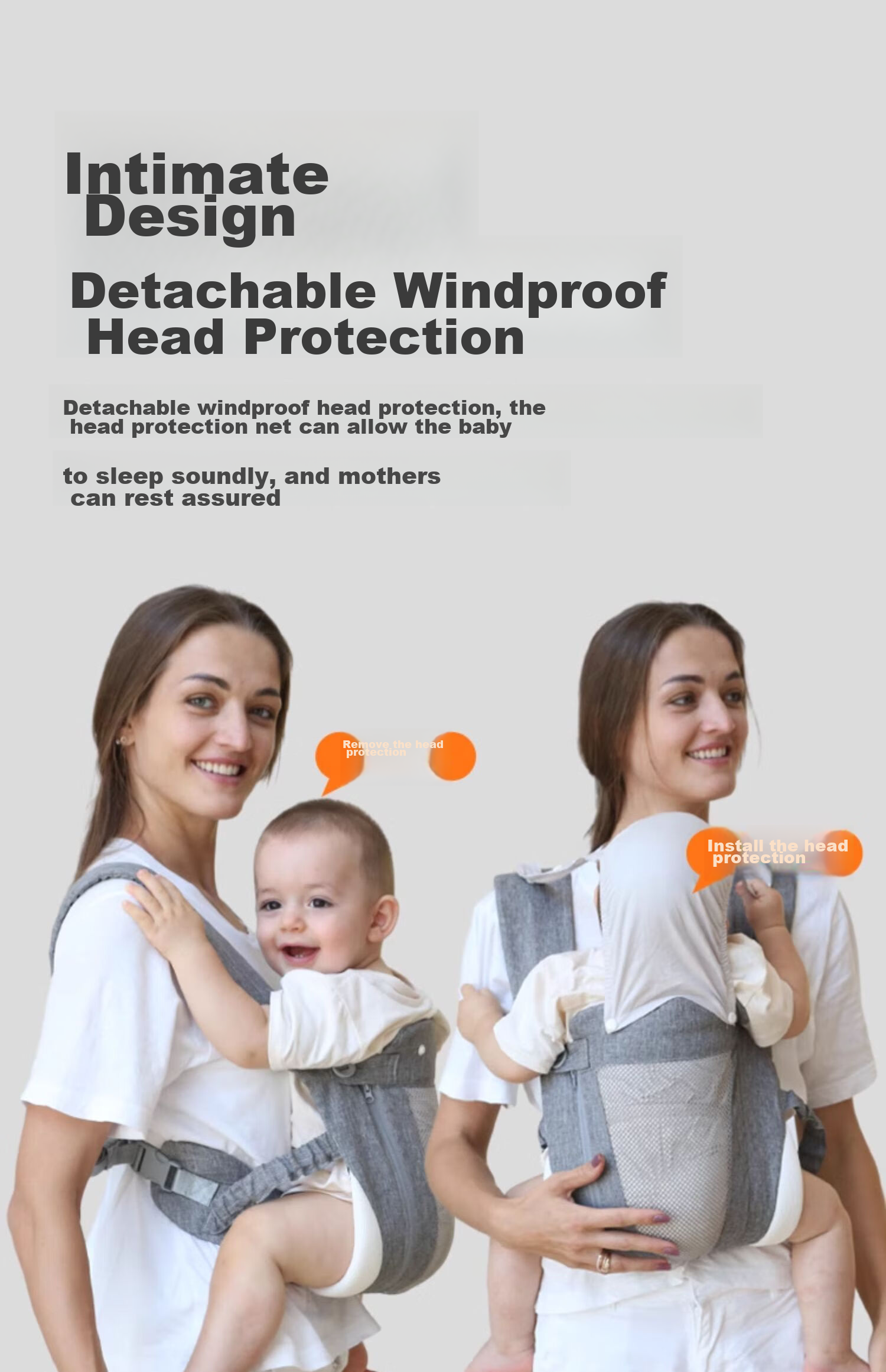 COOKSS Baby Carrier, Front-Facing Shoulder Strap Design for Ages 0-3, Sun Protection, Breathable, Hands-Free, Easy to Carry Child 6