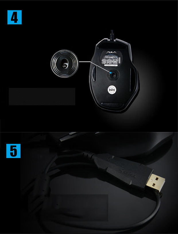 AULA S12Pro Large Wired Mouse, Gaming Mouse, RGB Lighting Effects, Ergonomic Design, E-Sports Mouse, Computer Mouse, White And Gray Color 8