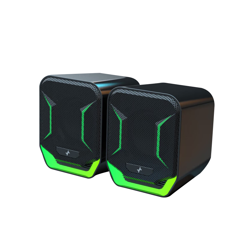 JPLAYER Gaming Speaker 2.0 Mini Desktop Subwoofer Small Speaker with Cool Lighting Effects, Tabletop Gaming E-Sports Music And Movie Pair of USB Speakers