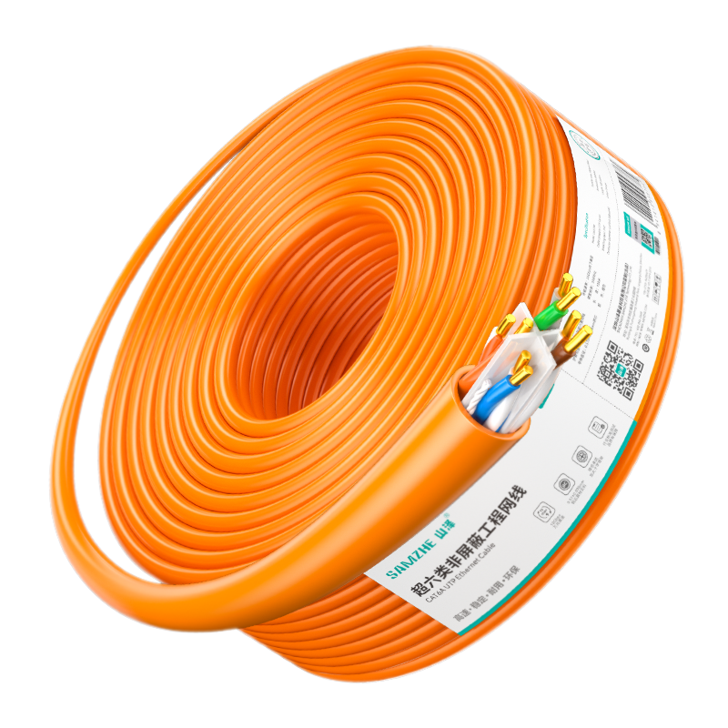 SAMZHE CAT6A Unshielded Network Cable [0.57±0.008mm Pure Copper Core] 10 Gigabit High-Speed Engineering Home Installation Network Monitoring POE Box Cable 100 Meters U6A100