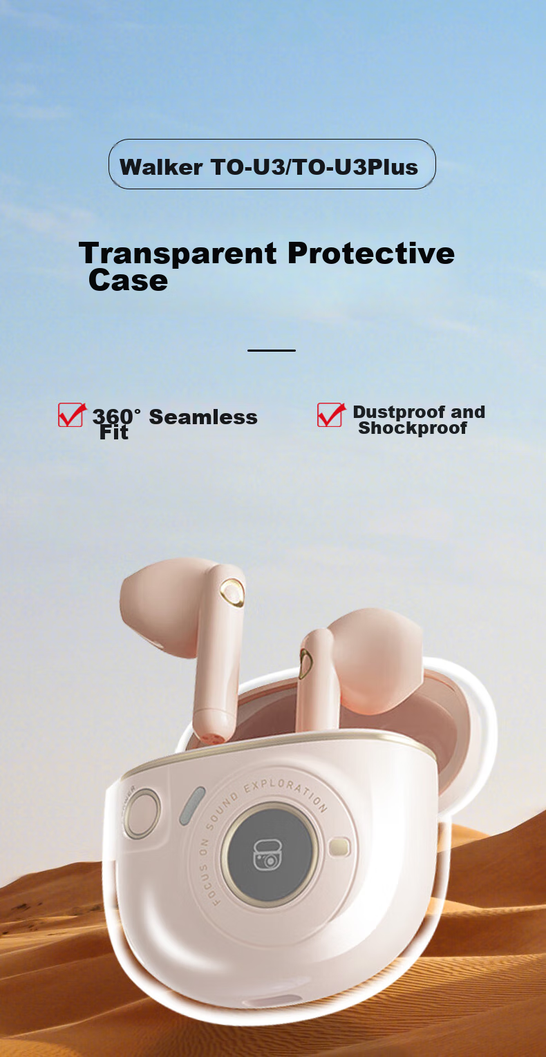 Masentek Earphone Protective Case Compatible with Edifier TO-U3/Plus Bluetooth Headphones Charging Case Silicone Storage Box Soft Protective Cover Accessory Ultra-Thin Transparent Color 1