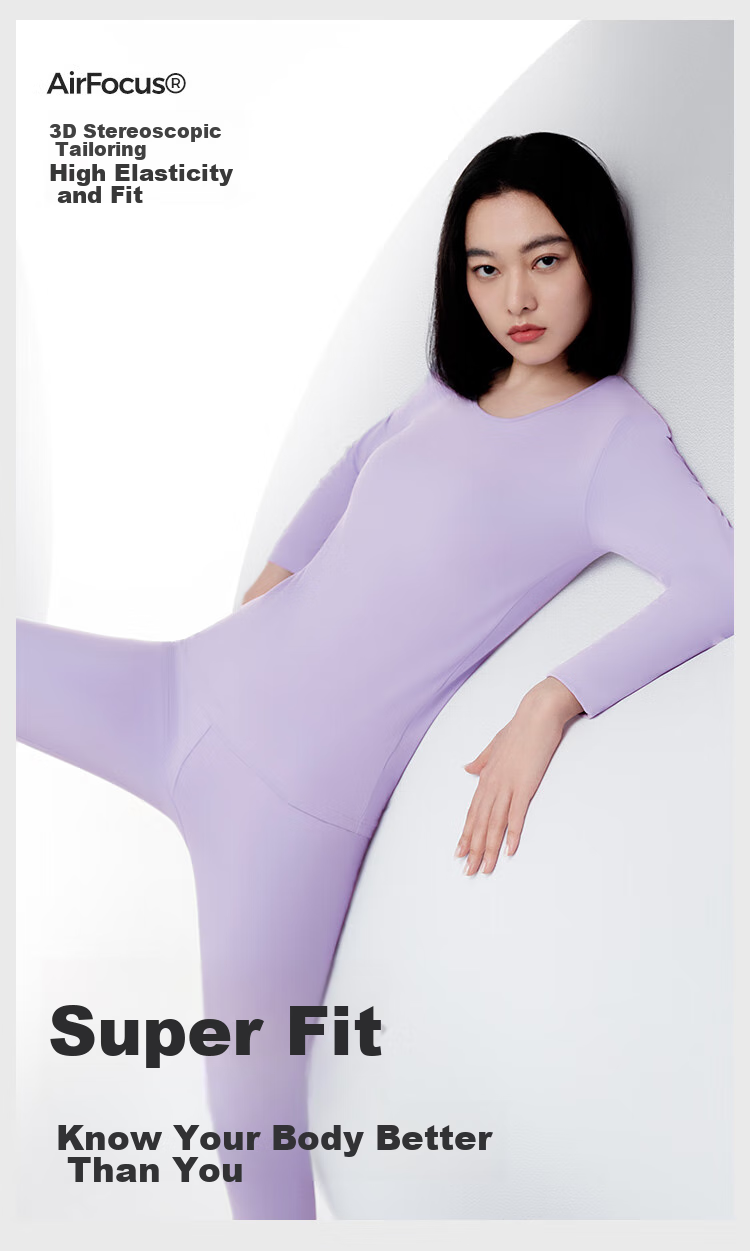 HLA [Xiaohuo-Air8] Thermal Underwear for Women, 230g Double-Sided Fleece, Antibacterial Heating Patch, Autumn Top And Bottom Set 17