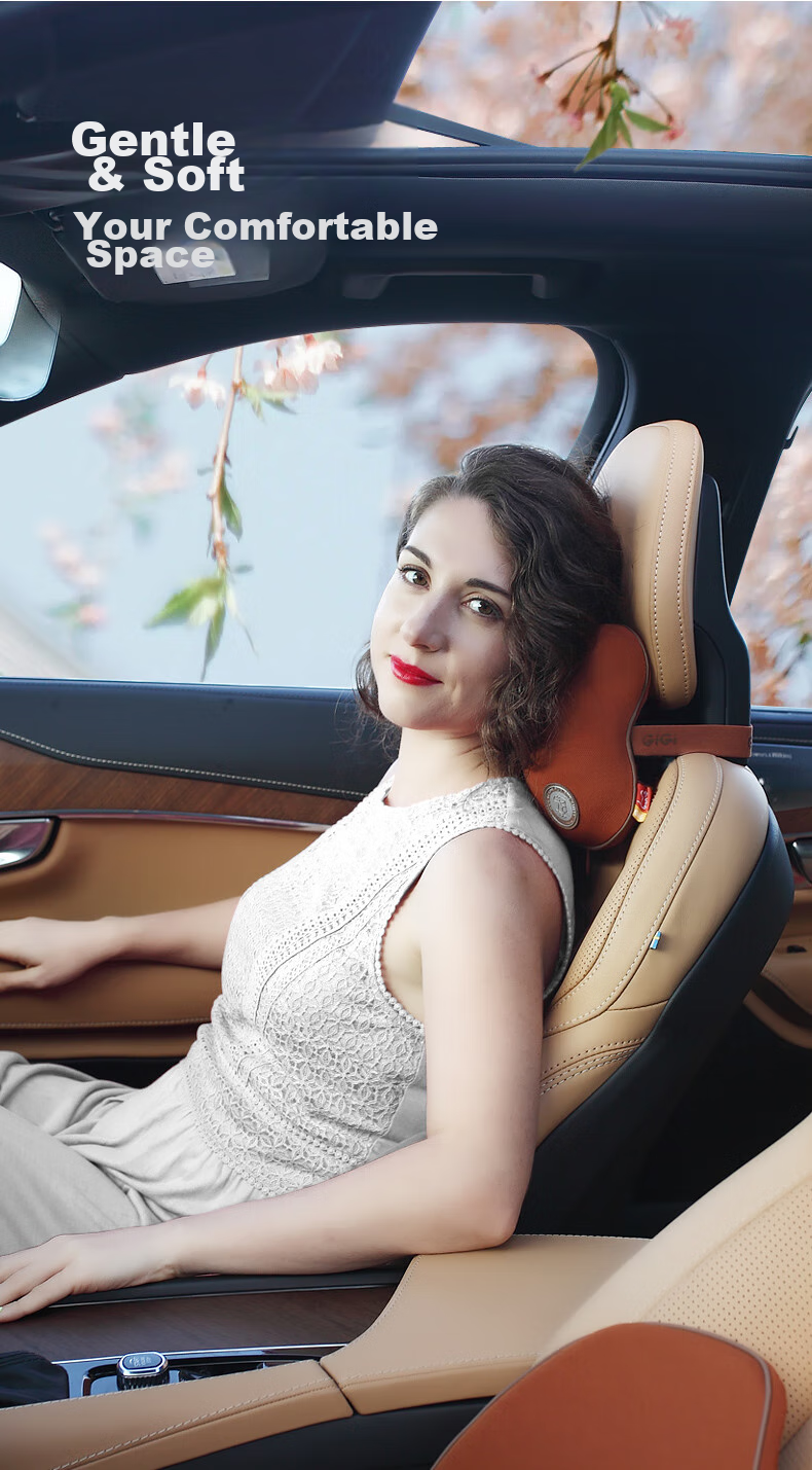 GiGi Car Headrest, G-1063 Space Memory Foam Bone Pillow, Vehicle Neck Pillow, Headrest, Apricot Color 4