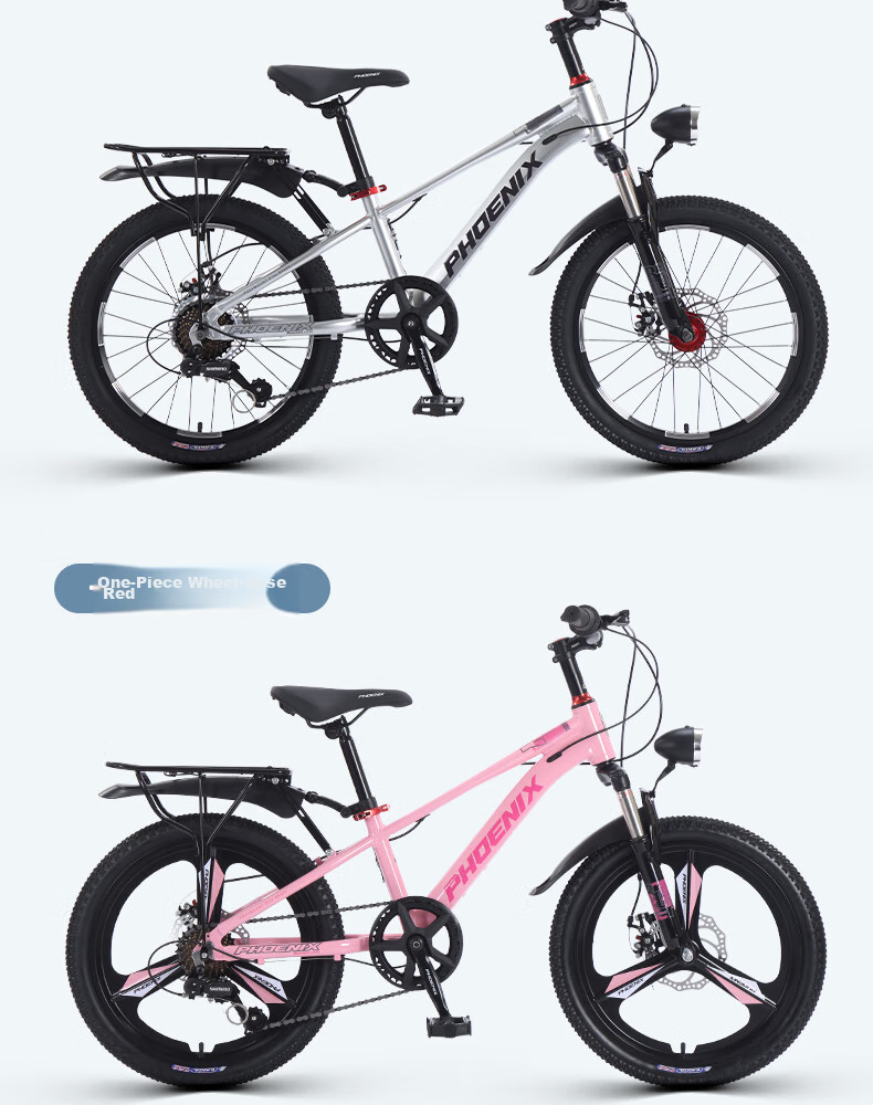 Phoenix Youth Children's Bicycle, 7-Speed Shimano Student Mountain Bike, Aluminum Frame Starry Sky, 22-Inch Pink Spoke Wheels 17