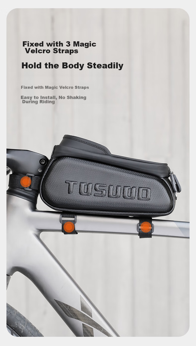 TOSUOD Bicycle Front Frame Bag Phone Tool Storage Bag Mountain Road Bike Top Tube Bag Cycling Gear 2.0L 9