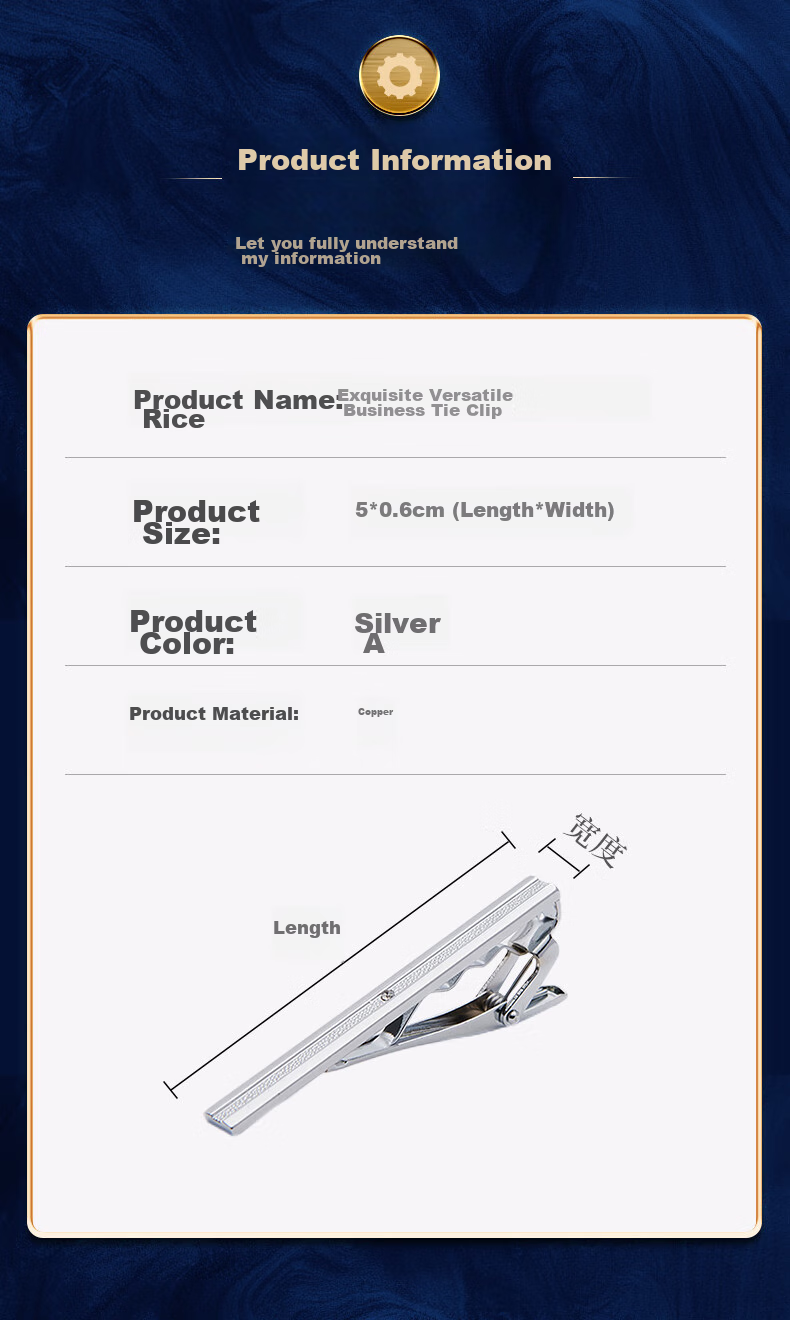 GLO-STORY Necktie Clip for Men, Formal Necktie Clip, Fashionable Minimalist Business Necktie Clip Gift Box Set MLJ934062 Silver A 6