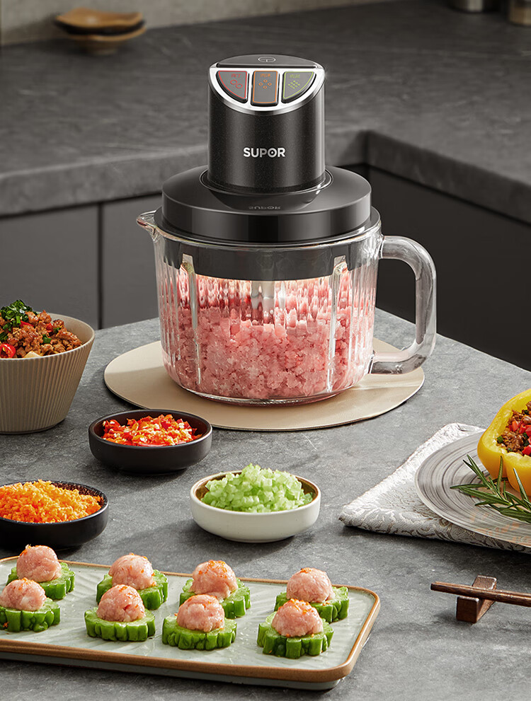 SUPOR Electric Meat Grinder Household Multifunctional Food Processor with Titanium Blades 2.2L Large Capacity Chopper Mincer Mixer JR72S-B220 2