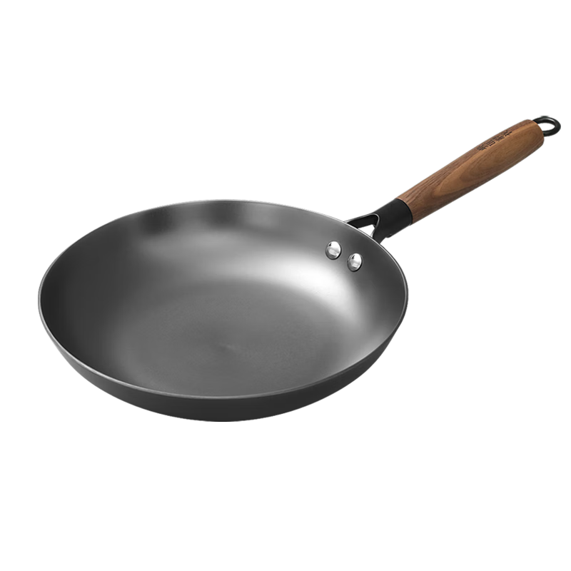 Dianjiang Cast Iron Skillet, Flat Bottom Pan, Oil-Gathering Frying Pan, 28cm, Non-Coated, for Home Use, Breakfast Frying Pan, Steak Pan, Kitchen Essential