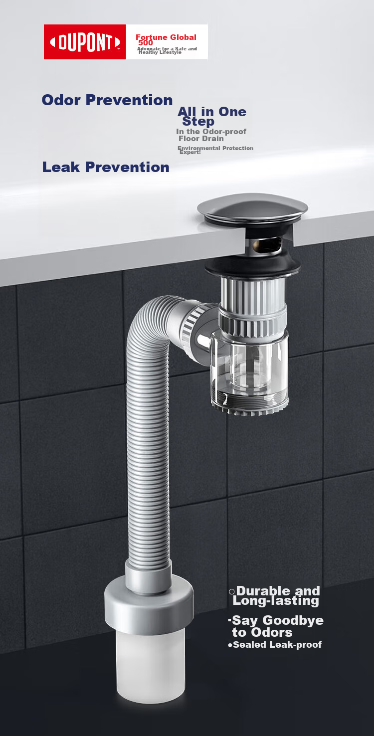 DU PONT Sink Drain Pipe Set, Bathroom Washbasin Drain, Washbasin Drainage System, Sink Drain Pipe D-PJ021 1
