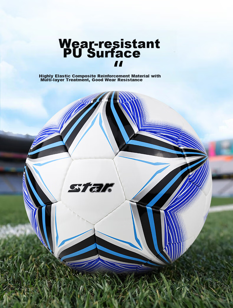 Star Soccer Ball Size 5 for Adults And Youth, Competition Training Standard Ball, Durable PU Hand-Stitched SB4125C 3