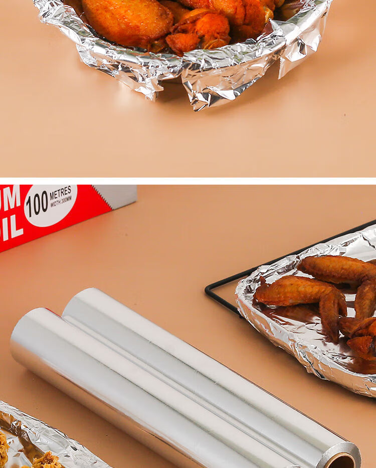 Jieribang Disposable Aluminum Foil Roll 30cm x 30m Household Boxed Aluminum Foil for Picnic BBQ Oven Baking Foil Paper 9