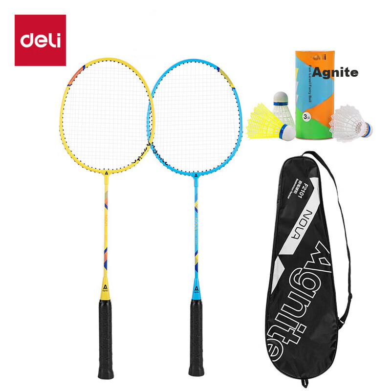 Deli Badminton Racket, Durable Basic Entertainment Wear-Resistant, Suitable for Beginners, Male And Female Players, Includes Three Shuttlecocks