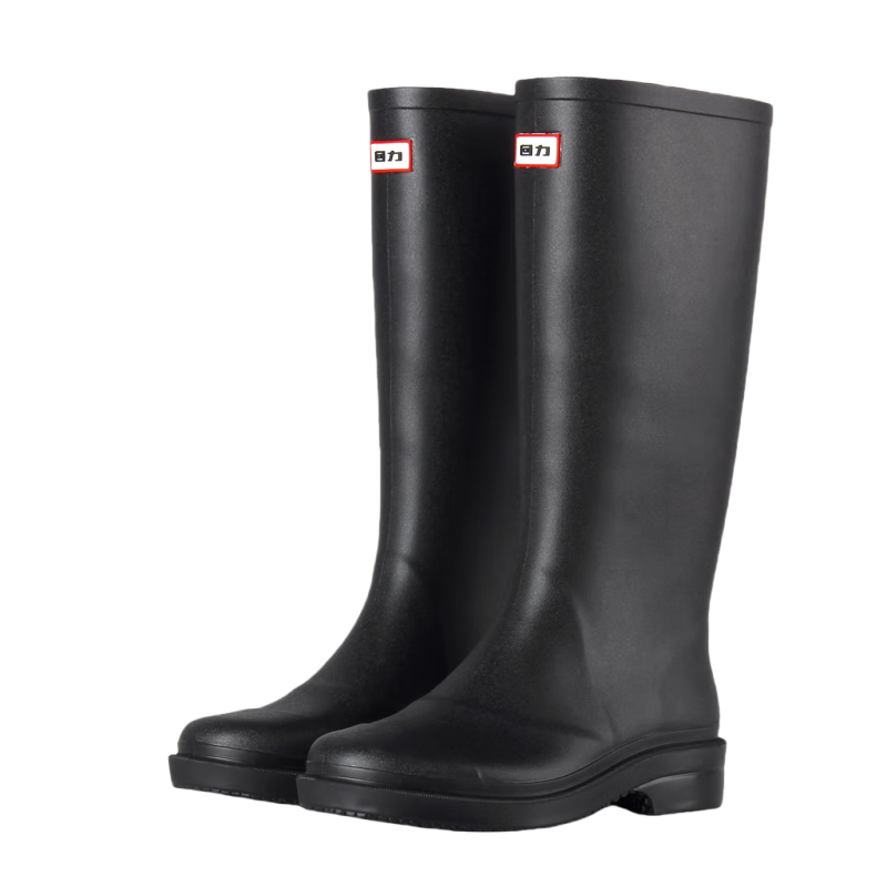 Huili Women's Fashion Waterproof Non-Slip Rain Boots High-Top Wear-Resistant Rubber Shoes Rain Boots 33-1 Black 38