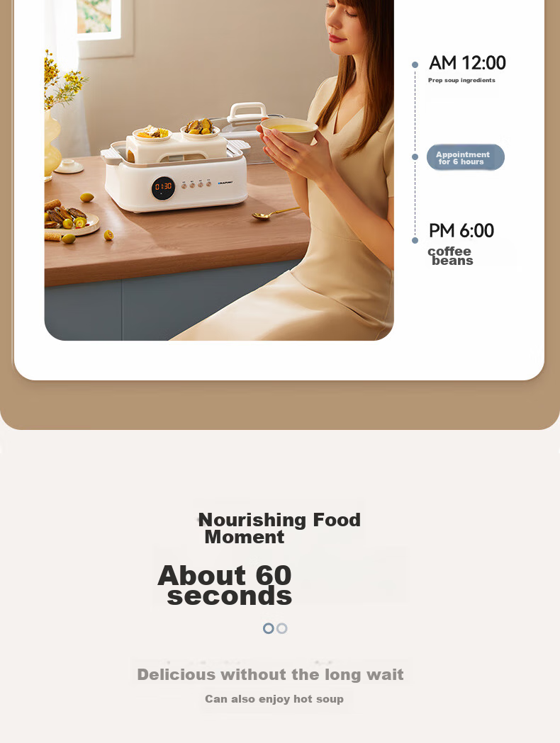 BLAUPUNKT Stainless Steel Electric Steamer, Multifunctional Steaming And Stewing Pot, 10L Double-Layer Steamer, All-In 24H Smart Reservation Cooking Pot, Steamed Bun Electric Stew Pot ZG03B 26