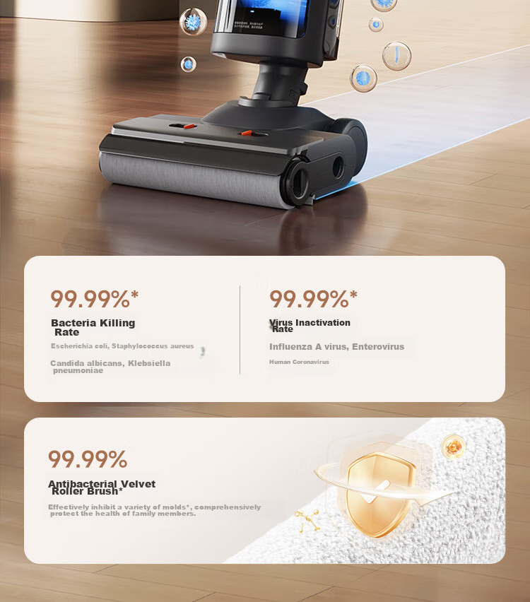 Mijia Xiaomi Wireless Floor Cleaner 3 Max, Sweeping And Vacuuming All-In with Dust Mite Removal, 180° Flat Cleaning for Whole House, Full Chain Sterilization And Hot Air Drying 16