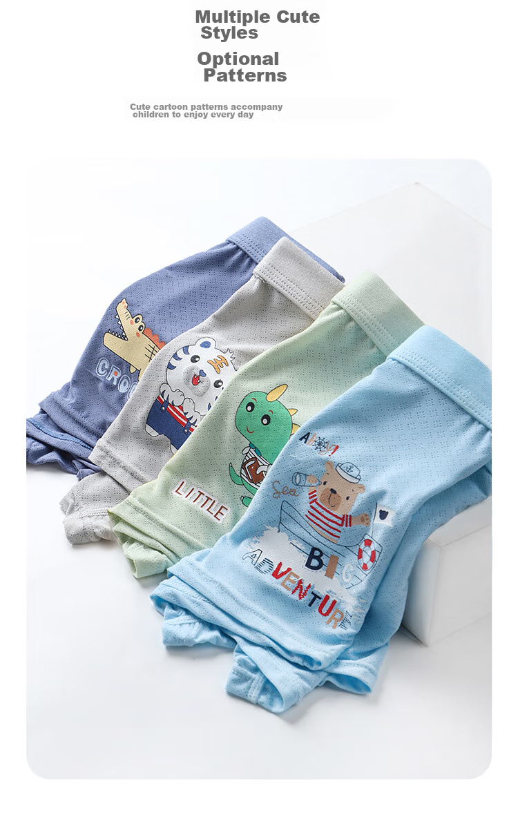 LangSha Children's Underwear, Boys' Summer Thin Ice Silk Mesh Boxer Briefs, for Older Boys, Square-Cut Shorts, Size 110 4