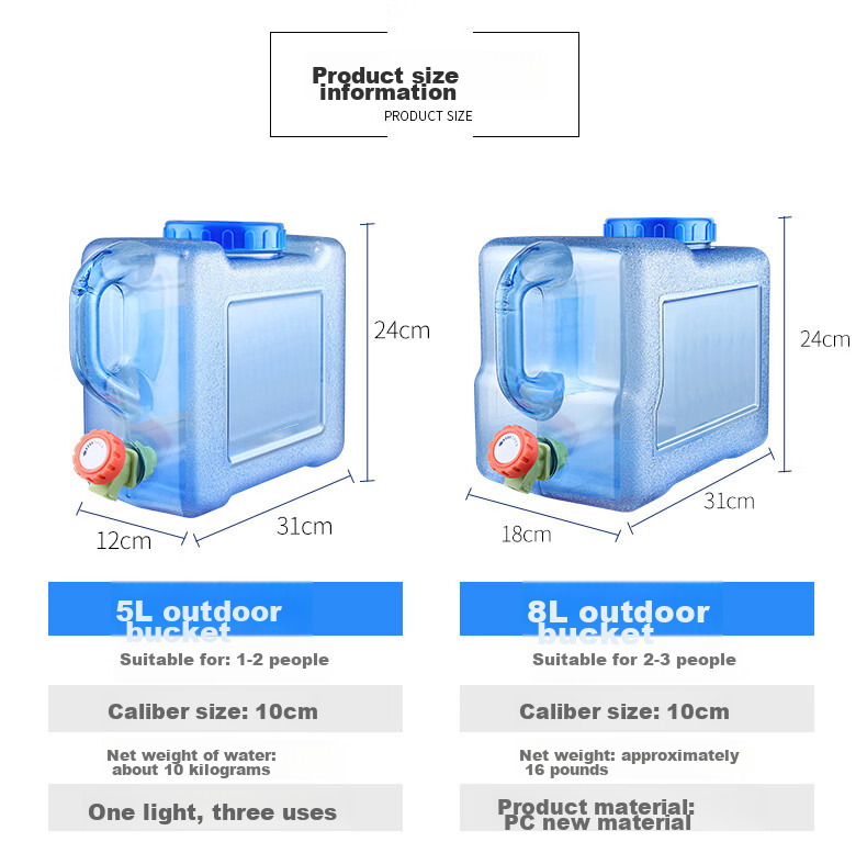 Geshu Outdoor Water Bucket, Food-Grade Storage Bucket, Camping Pure Water Container, Portable Car Water Tank with Tap, 25L, Army Gree 17
