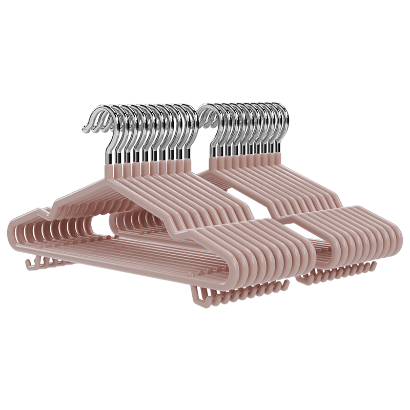 LYNN Clothes Hangers, Non-Slip Dipped Plastic Hangers, Wet And Dry Use, Seamless Drying Rack, Metal Coat Hanger with Hooks, 20 Pieces