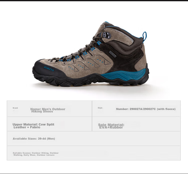 HUMTTO High-Top Hiking Boots, Comfortable Shock-Absorbing Outdoor Men's Trekking Shoes, Travel Cross-Country Climbing Shoes, Dark Gray, Size 41 8