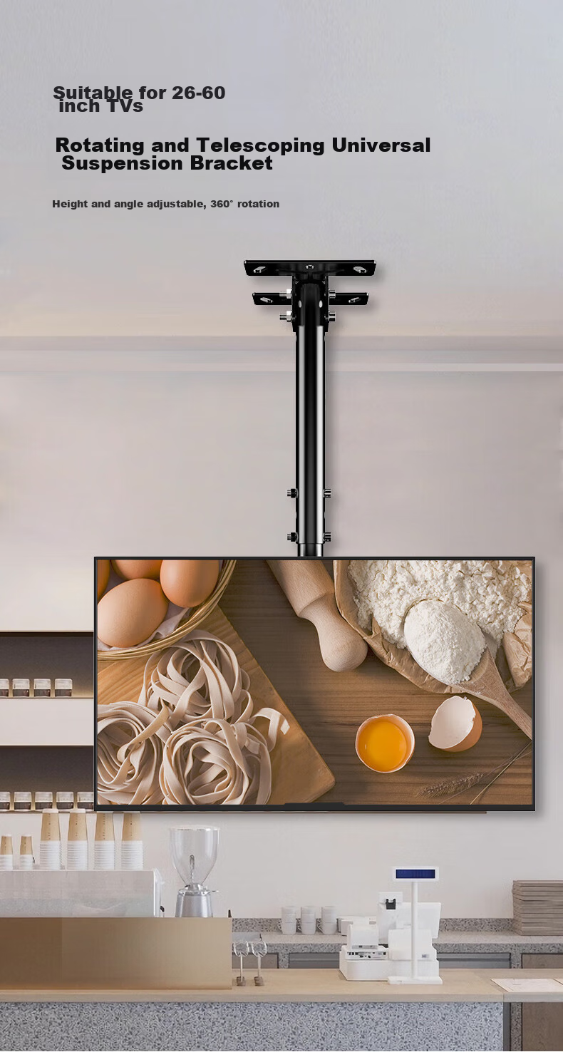 Jiangwutong TV Mount Bracket [26-60 Inches], Ceiling Hanging Bracket, 360-Degree Rotating Display Hanging Rod, LCD TV Suspension Bracket 1