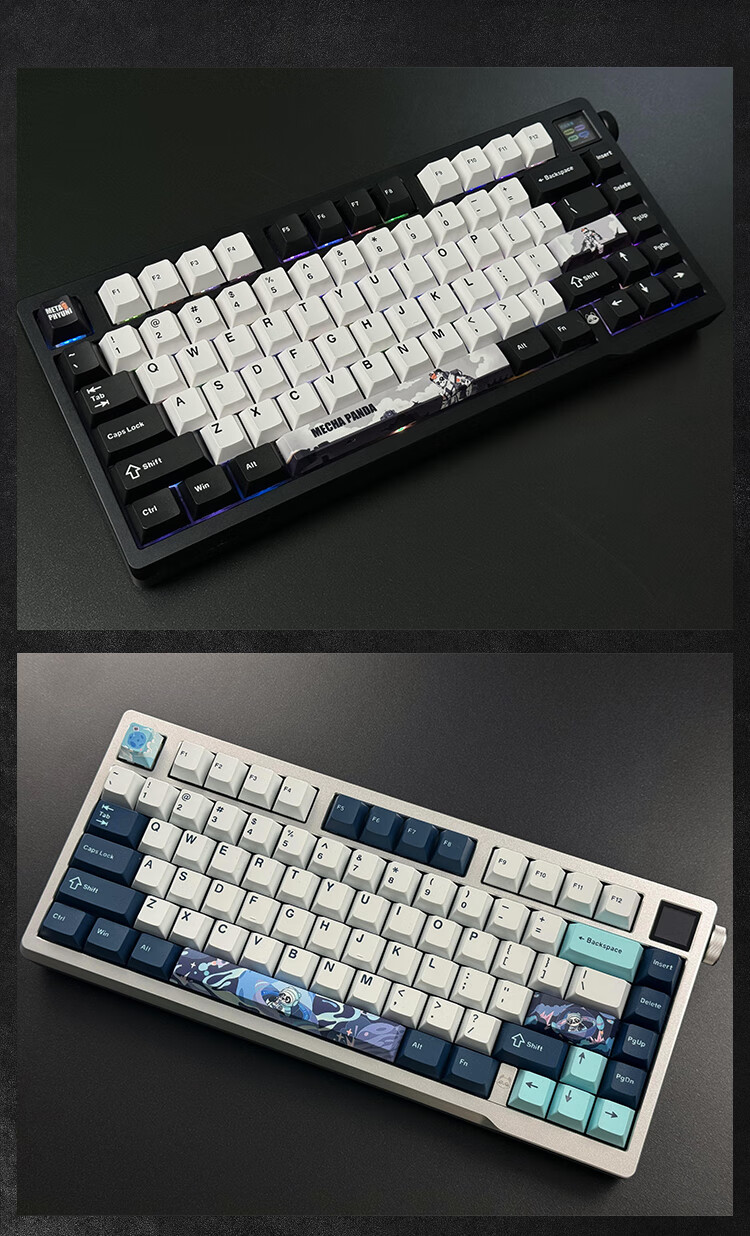 Xuanpai PD75M-V2 Custom Aluminum Mechanical Keyboard, Bluetooth Wireless Tri-Mode Gaming Keyboard, Aluminum Chitu Multimedia Color Screen with Knob, Sonyke Switches, White And Blue Keycaps 13