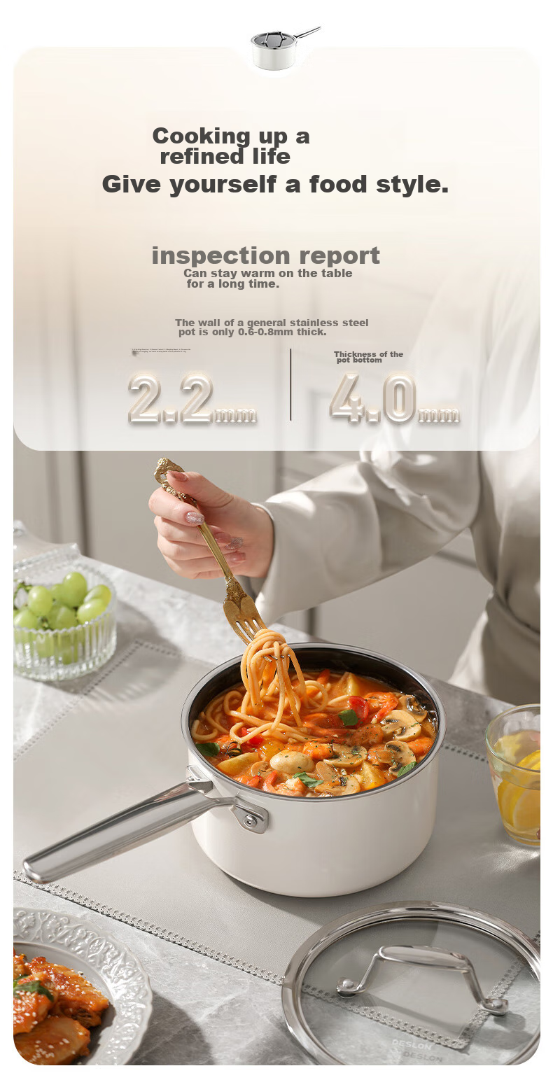 DES LON (DESLON) Enamel Milk Pot Non-Stick Pan Baby Food Pot for Boiling Milk, 18cm, Compatible with Gas And Induction Cooktops 6
