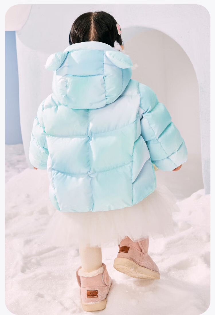 Minibala Winter Boys And Girls Cute Plush Toy down Jacket, Baby Thick Warm Coat, Dazzling Blue 00388, Size 90 15