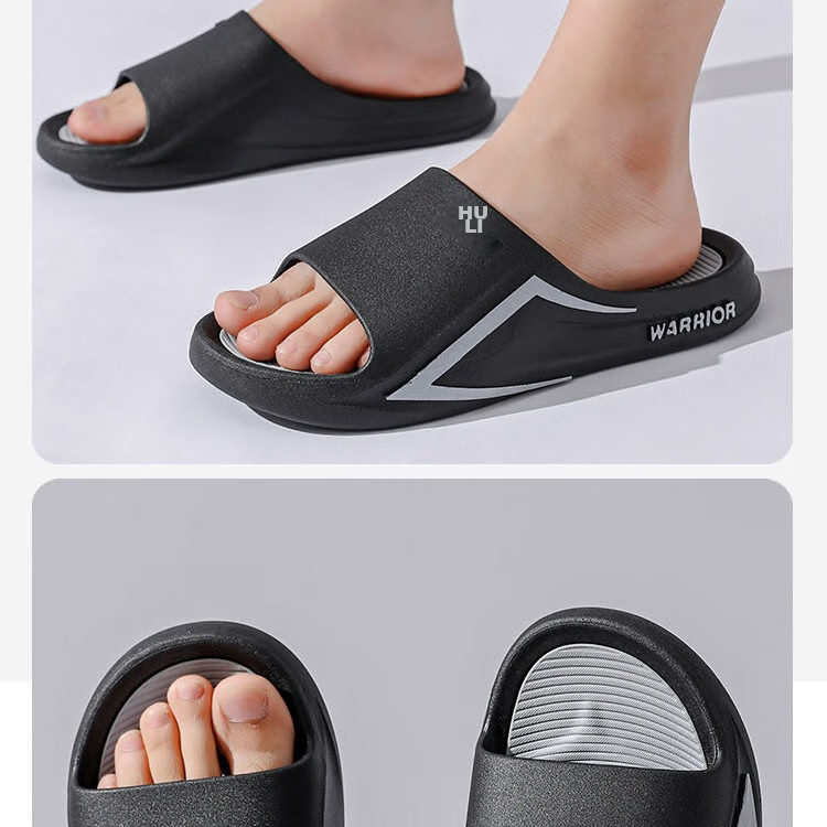 Huili Slippers, Comfortable for Stepping on Poop, Sports Bathroom Indoor Outdoor Wear, Non-Slip Sandals for Men, HL3980 Black And Gray, Size 46-47 17