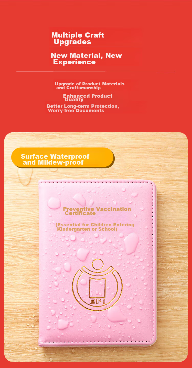 JONEVEE Vaccination Record Protector Sleeve, Small Size Vaccine Book, Baby Medical Birth Certificate Cover, Thickened Pink, ZWYM03 7