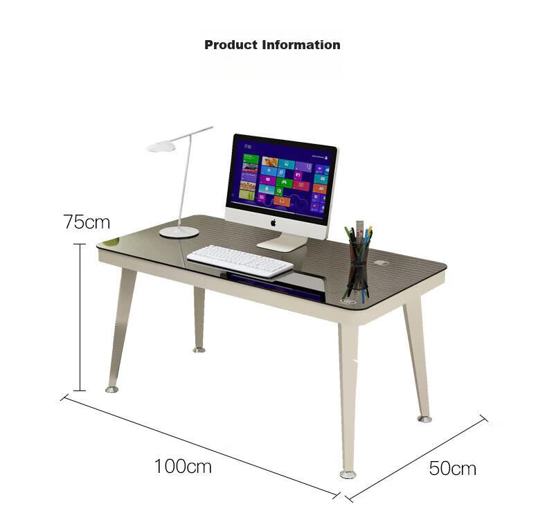 Fanshe Tempered Glass Computer Desk, Glass Desktop Workstation, Thickened Nordic Minimalist Office Desk 22