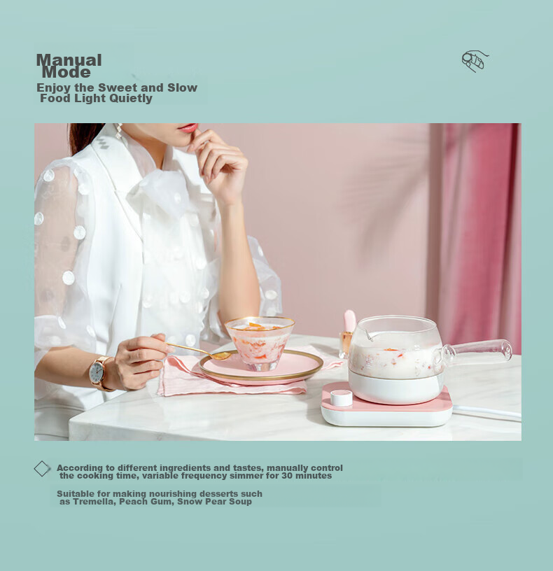 Mingzhan [Mid-Autumn Festival Gift] Health Pot, Tea Maker, Mini Glass Flower Teapot, Electric Kettle, Constant Temperature Electric Teapot with Side Handle, MZ072T 9