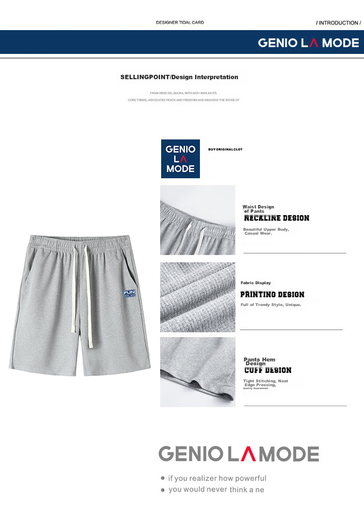 GENIOLAMODE Men's Shorts, Summer Lightweight, Versatile for Home Wear, Loose Casual Pants, Knee-Length Shorts 4