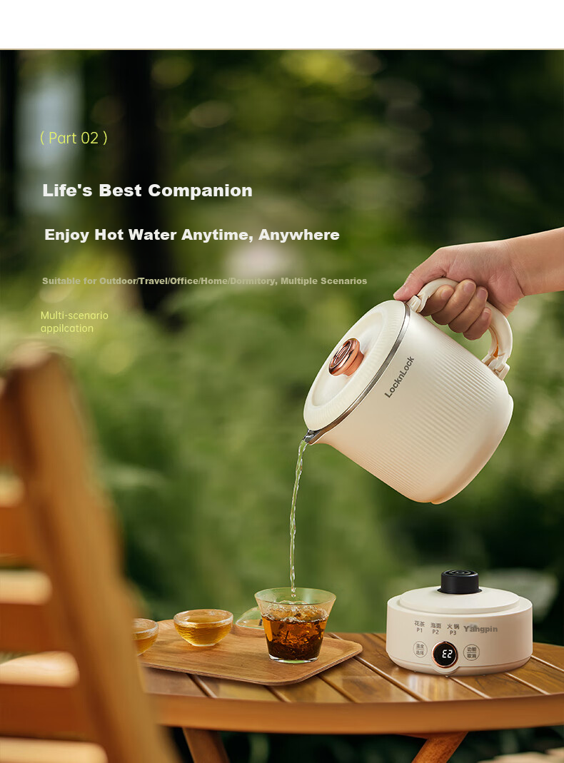 Locknlock Folding Kettle Portable Hot Water Kettle for Home Use Electric Kettle Outdoor Travel Kettle Business Trip Electric Kettle Electric Cooker Portable Electric Hot Pot 0.8L 3