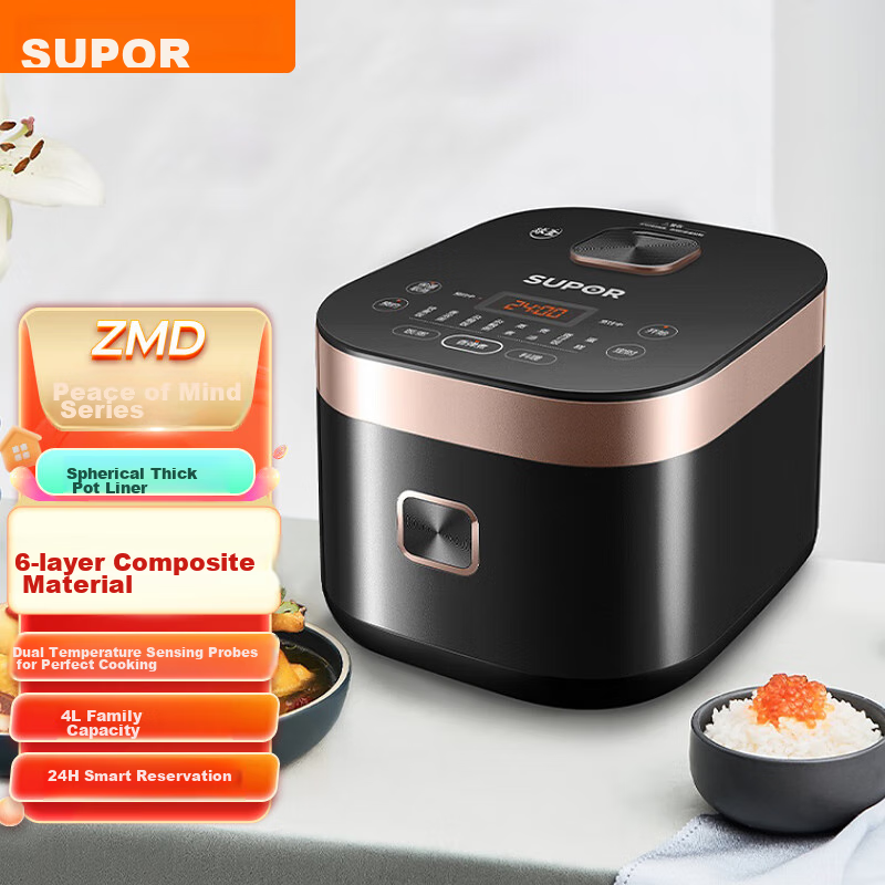 SUPOR ZMD Anxin Series, Touch Control Panel, 9 Functions, Removable Inner Cover, 24-Hour Reservation, Micro-Pressure, Ball Pot Inner Tank, 4L Rice Cooker SF40FC375