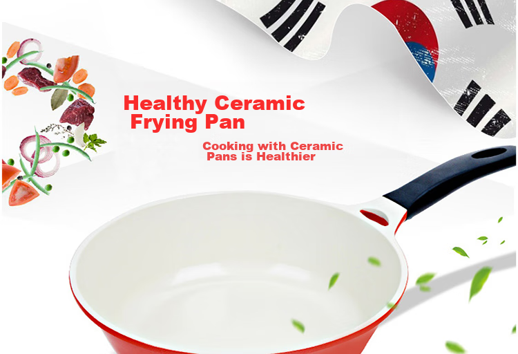 LOCK&LOCK Colorful Low-Oil Non-Stick Frying Pan with Salt Flat Bottom Ceramic Pan for Induction And Gas Stoves, Red, 28cm 1
