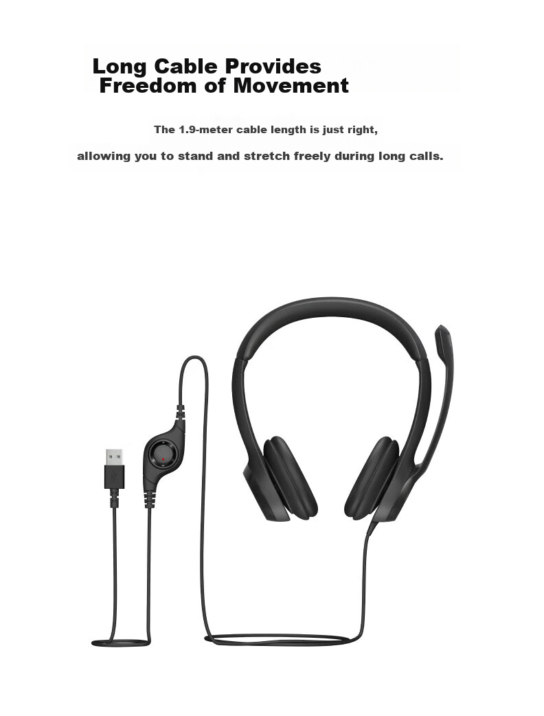 Logitech H390 [Enterprise-Grade] Wired Headset with Microphone, USB Headphones, Over-Ear Stereo Noise-Cancelling Headset for Laptop Office Use, Zhu Yu Pink, Upgraded Versio 6