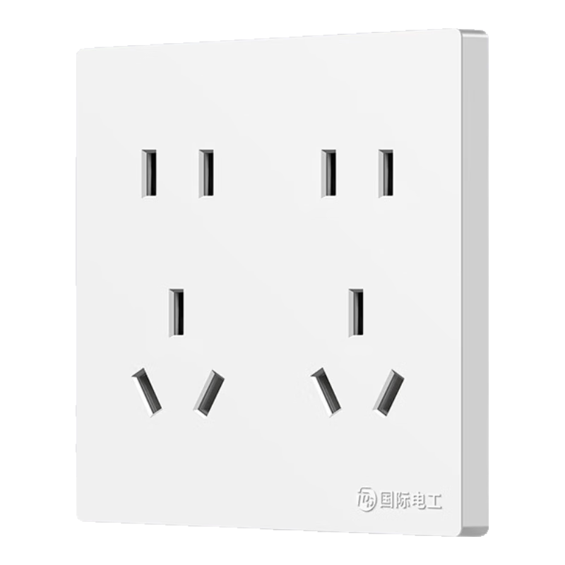 FDD Switch Socket, 10A Ten-Hole Socket, Two-Gang Five-Hole 86-Type Concealed Socket Panel, Ten-Hole 10A White