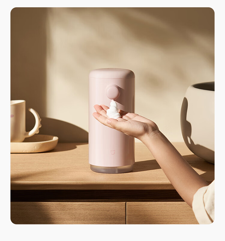 Mijia Xiaomi Automatic Hand Washing Set Cute Edition, Peach Pink Rechargeable Foam Antibacterial Automatic Hand Sanitizer Machine with Sensor, Recommended for Kitchen Bathroom Children's Gift 17