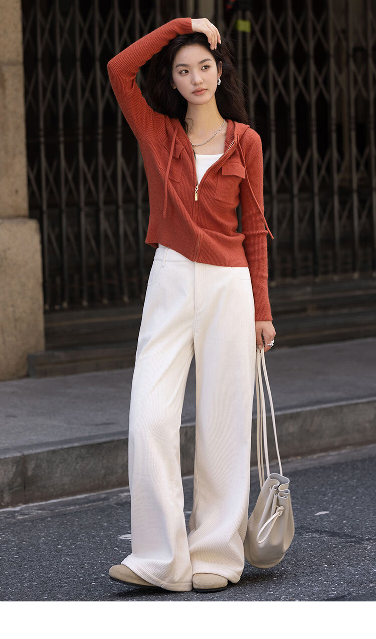 Dme [Hooded Zip-Up Knit Top], Spring And Autumn, Button-Up Collar Design, Long-Sleeve Knit Sweater for Wome 12