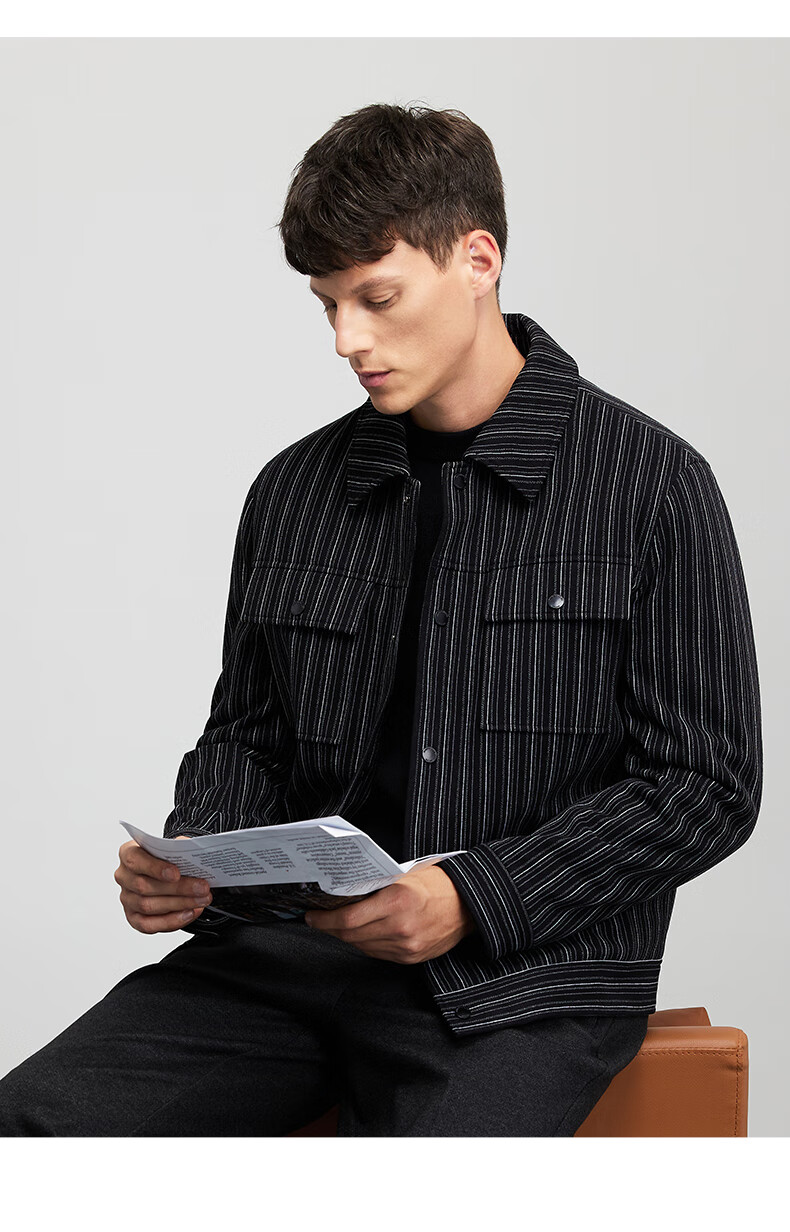 DANCING WOLVES [90% Duck Down] Autumn And Winter Windproof Warm Striped Workwear Jacket for Men, Style 001 Black, Size 190 4