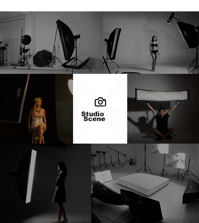 Godox 22*90cm Rectangular Square Grid Softbox, Light Modifying Cover, Suitable for Live Streaming Fill Light, Photography Light, Flash, Foldable Portable Softbox with Grid 11