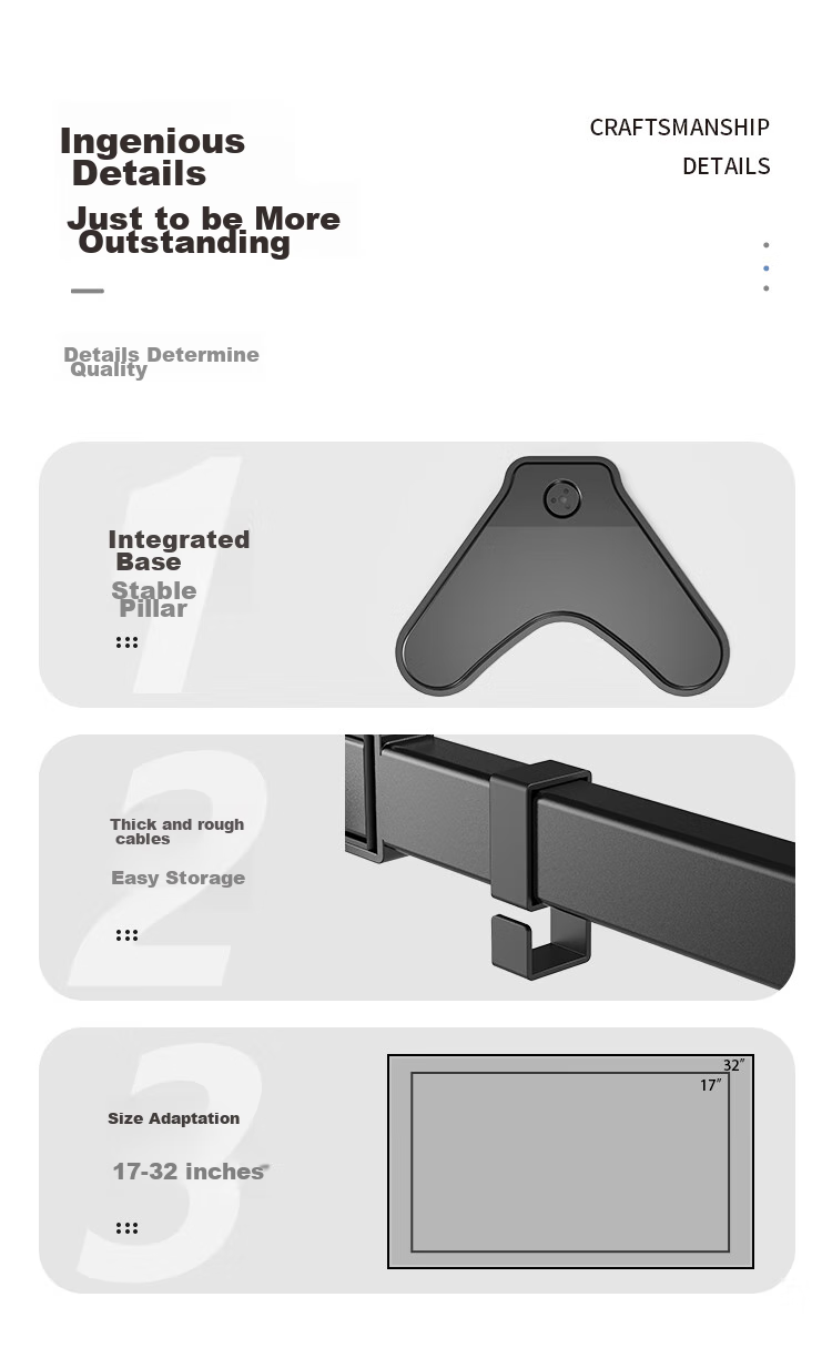 LUCKPRO Monitor Stand, Computer Monitor Arm, Adjustable Height Computer Stand, Mechanical Arm Riser for Monitors, Desktop Rotating Stand for Single Monitor 10